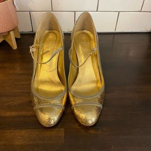 JCrew Metallic Maryjane Heels Size 8